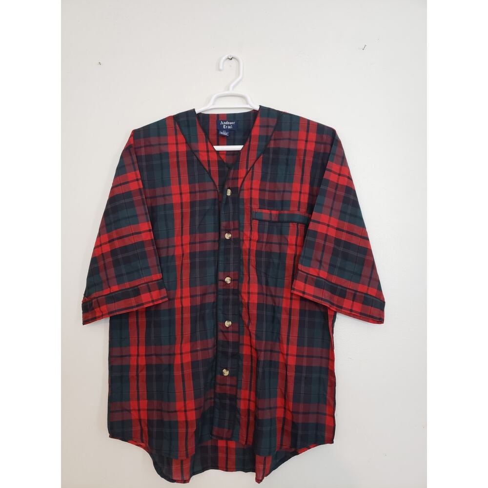 Vintage Y2K Andover Trail Men's Pajama Top Size L Plaid Cottagecore Grandpa